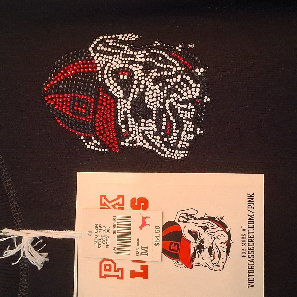 Victoria's Secret Pink Black Bulldog Long Sleeve Top - Picture 2 of 10